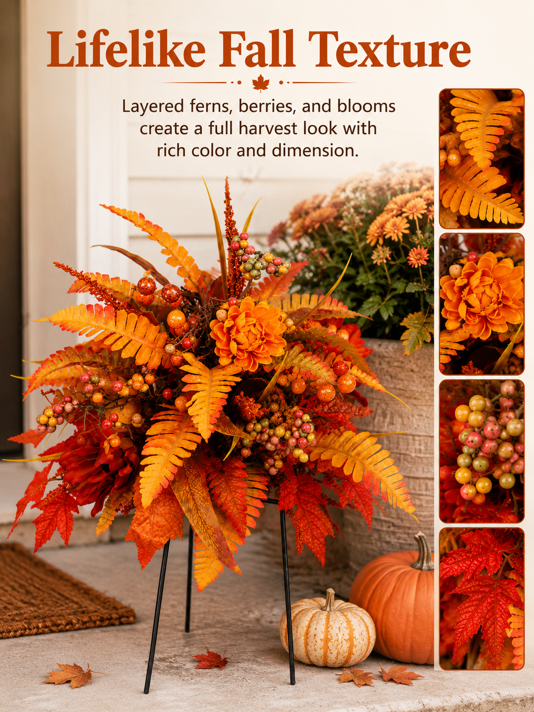 ðAutumn Harvest Floral Garden Stake Arrangement