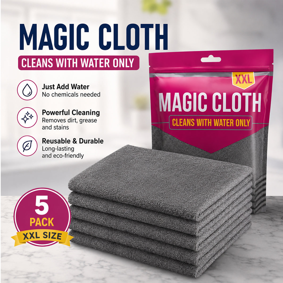 Magic Microfiber Cleaning Cloth (5-Pack)✨