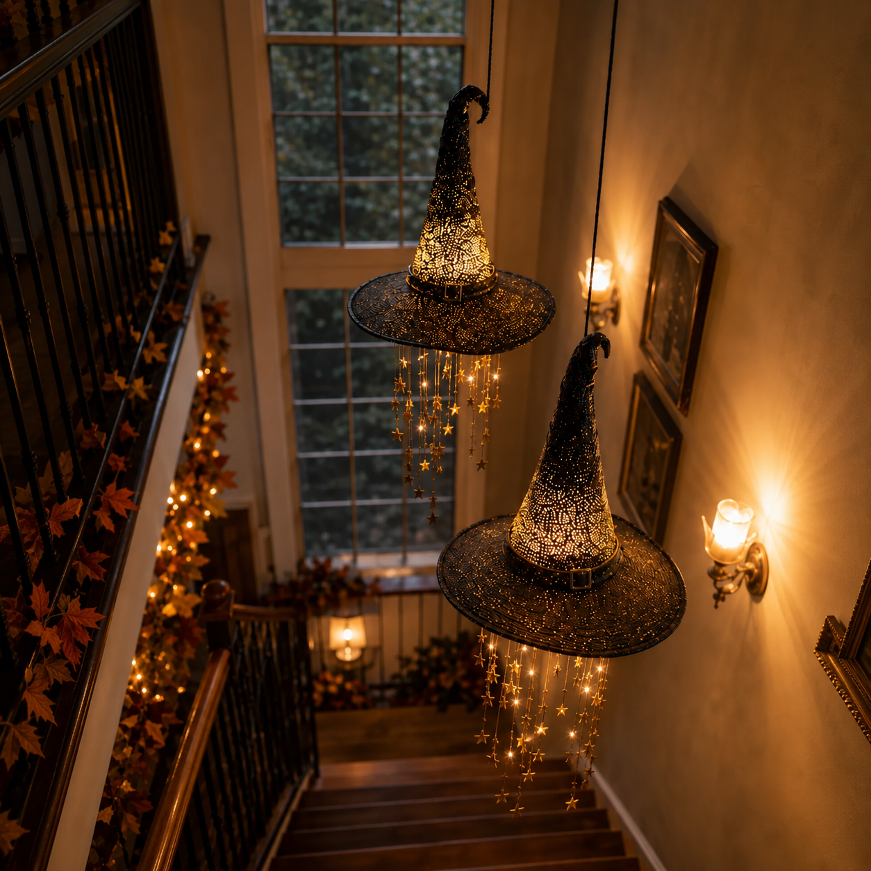 Lighted Witch Hat Hanging Decor – Magical Halloween Porch & Window Light