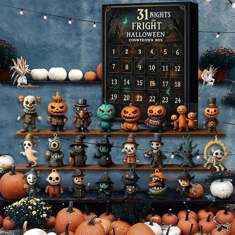 2026 Halloween Countdown Advent Calendar Gift Box - 31 Nights of Fright Blindbags Surprise Set, Scary Doll Collectible Minifigures