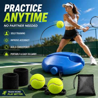 🎾 Solo Tennis Trainer Rebound Set – Practice Anytime, No Partner Needed，2 Balls