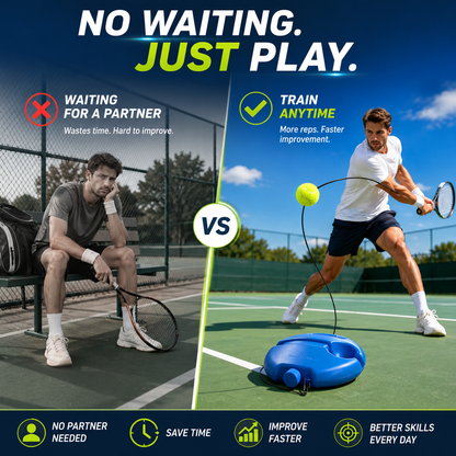 🎾 Solo Tennis Trainer Rebound Set – Practice Anytime, No Partner Needed，2 Balls