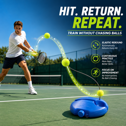 🎾 Solo Tennis Trainer Rebound Set – Practice Anytime, No Partner Needed，2 Balls