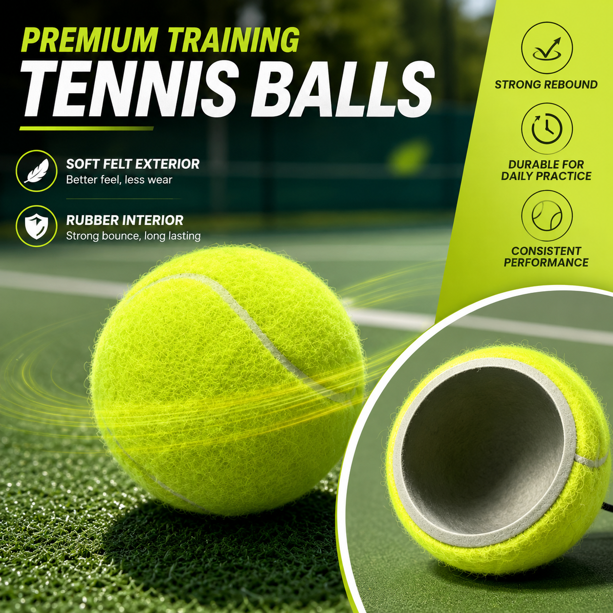 🎾 Solo Tennis Trainer Rebound Set – Practice Anytime, No Partner Needed，2 Balls