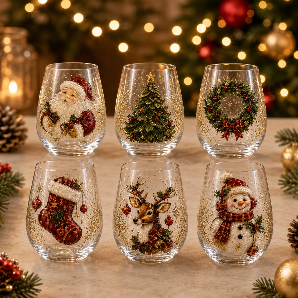 🎅Christmas Early Bird Sale🎄 3D Christmas Glass Art Cup | Luxury Raised Holiday Glassware for Drinks, Decor & Christmas Gifts 🎁