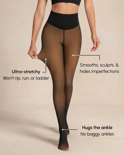Sheer Illusion Fleece-Lined Tights