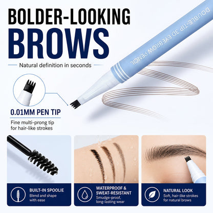 Waterproof 2-in-1 Micro-Fork Eyebrow Pen & Tinted Gel
