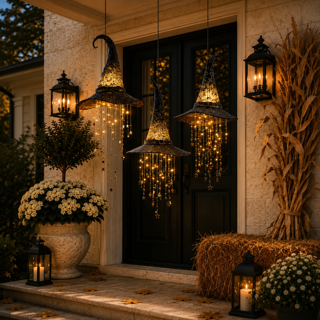 Lighted Witch Hat Hanging Decor – Magical Halloween Porch & Window Light