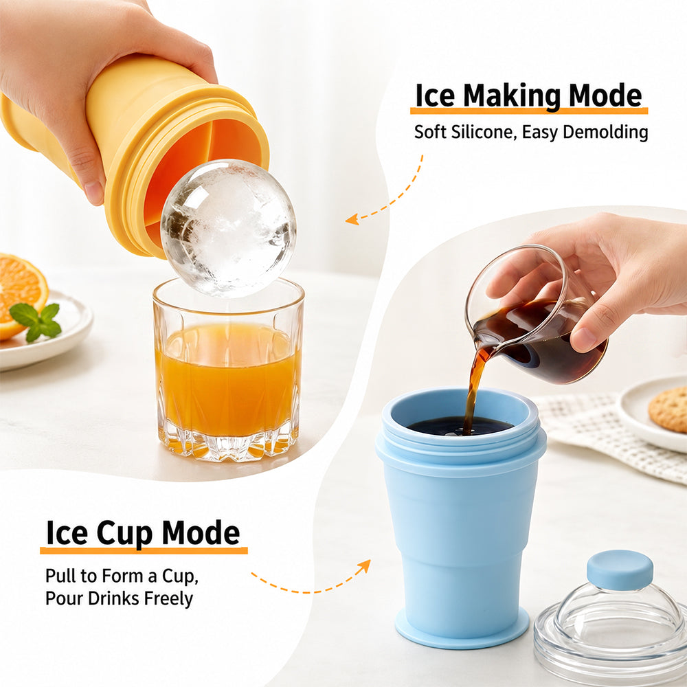 🧊 Foldable Silicone Ice Ball Drink Cup