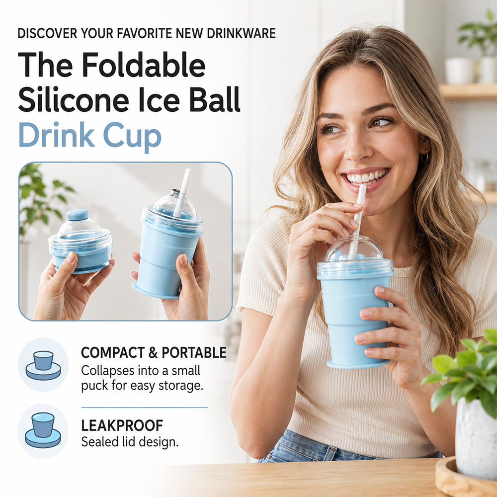 🧊 Foldable Silicone Ice Ball Drink Cup