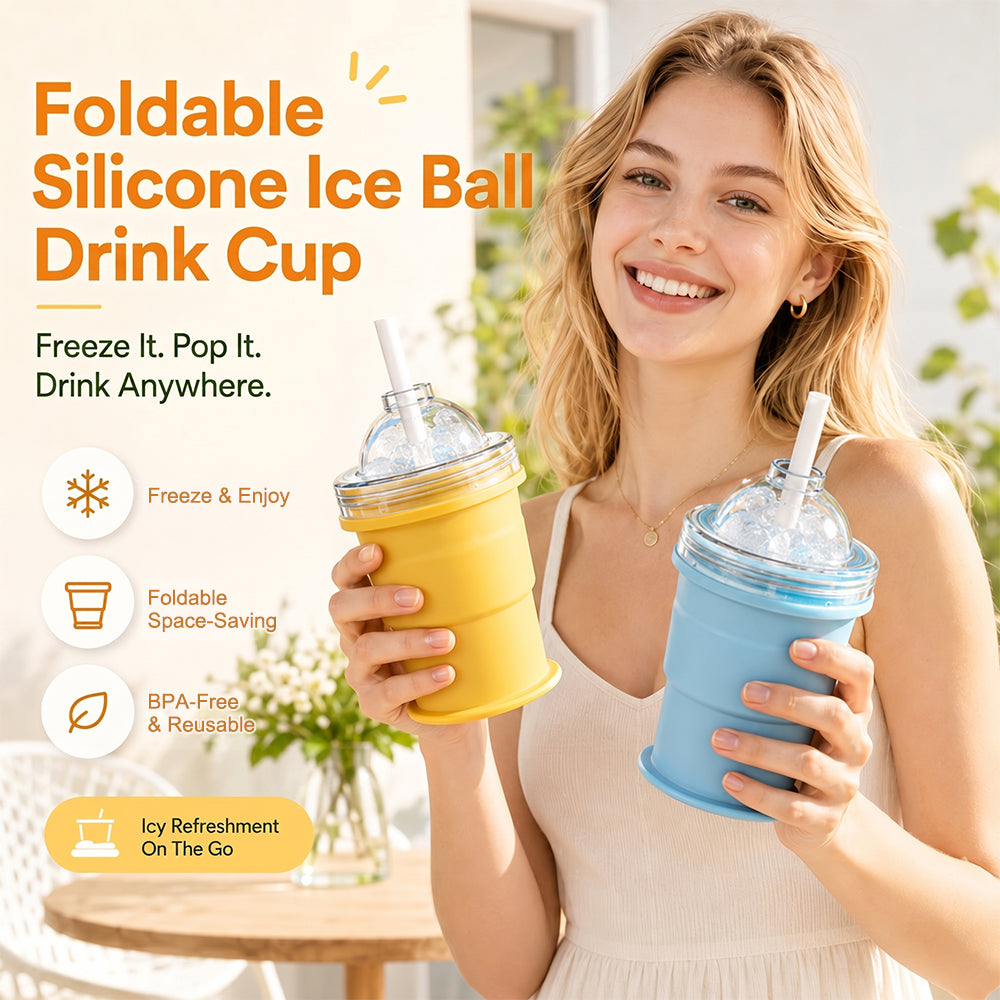 🧊 Foldable Silicone Ice Ball Drink Cup