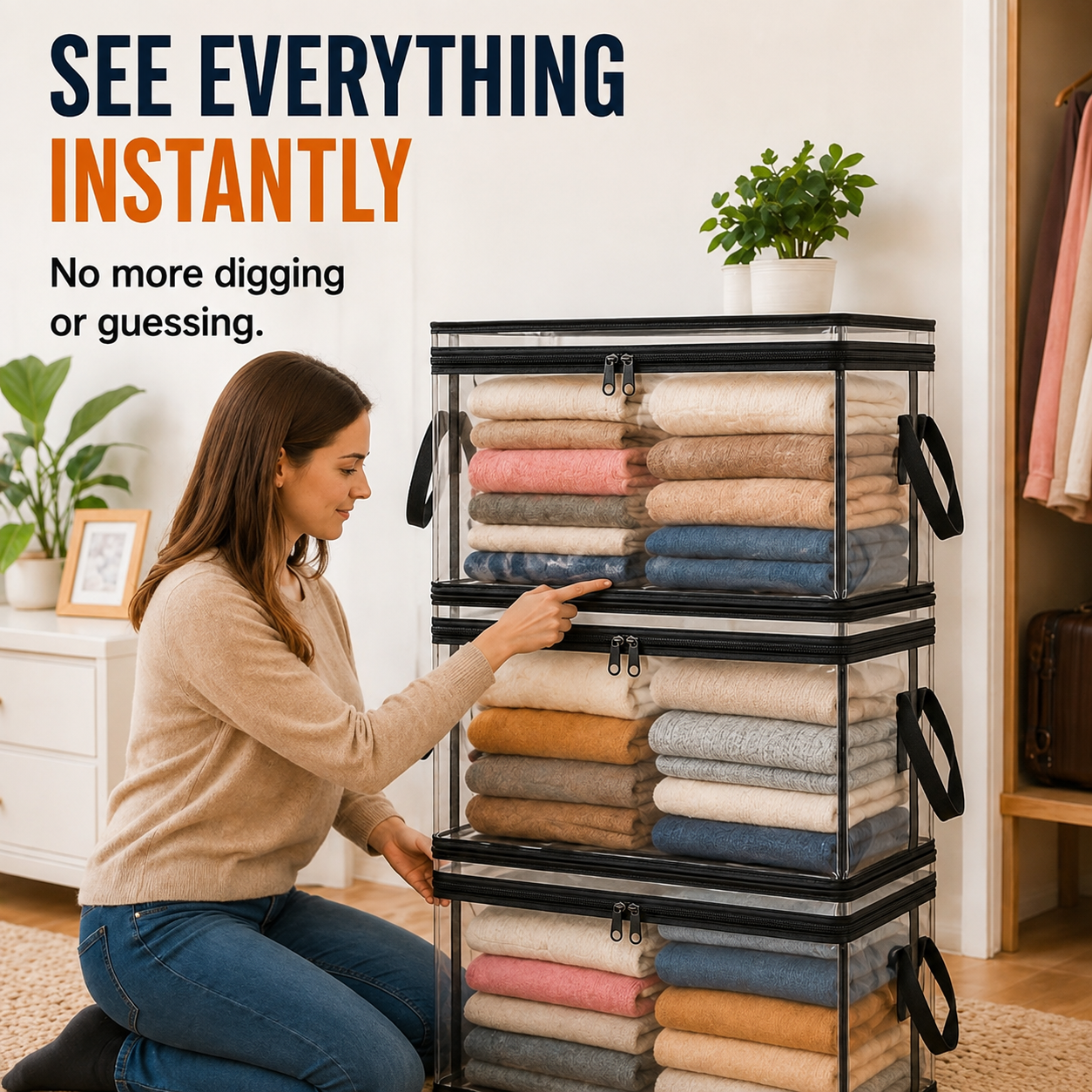 🔥Limited TimePromotion 49% OFF 📦Large Heavy-Duty Thick Plastic Clear Storage Bag for Clothes, Moving & Storage