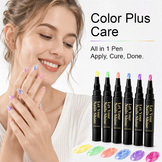 5 in 1 Aurora Gel Nail Polish Pen with Base Color and Top Coat