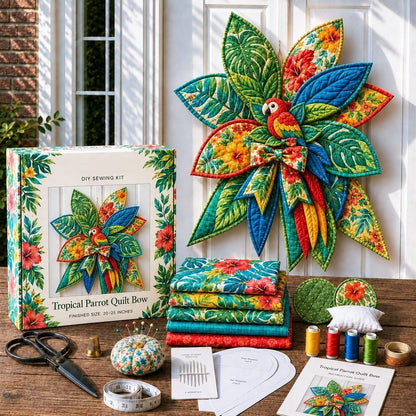 ⏳ Last Day 49% OFF – 🎀 Beginner-Friendly Oversized Quilted Bow Sewing Kit | Coordinated Printed Fabrics, Batting, Pre-Designed Templates & Complete Supplies for a Full 23–25 in 3D Statement Bow ✨