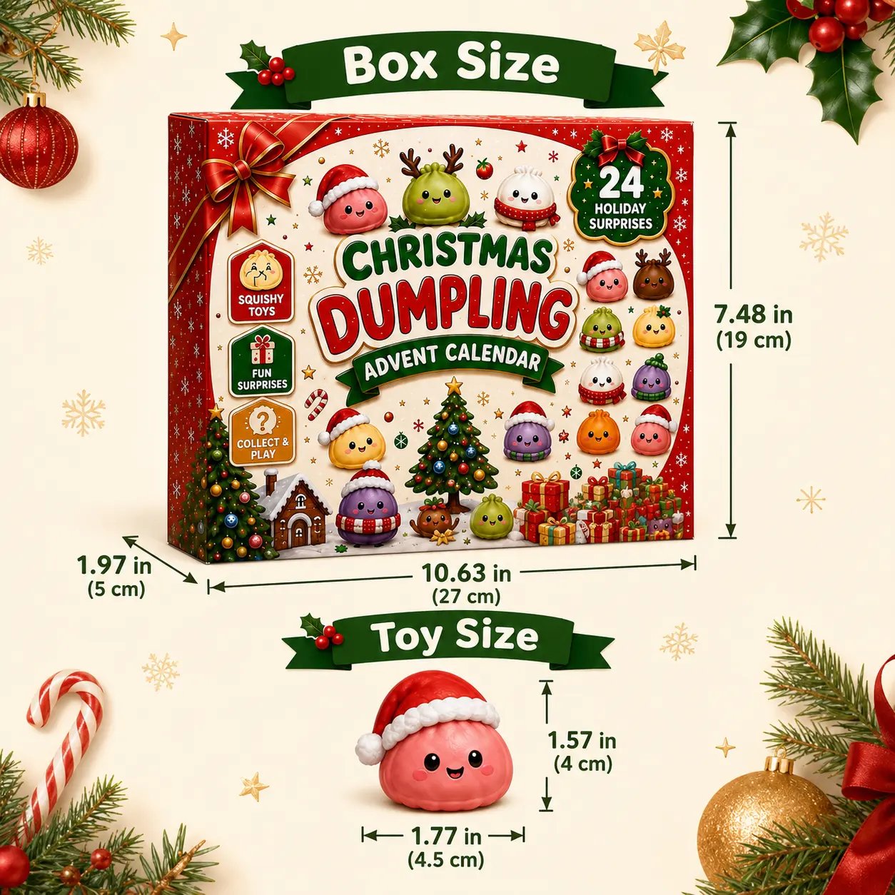 🎄 2026 Christmas Advent Calendar: Mini Dumpling Squishies, 24 Days of Squishy Stress Relief 🥟✨