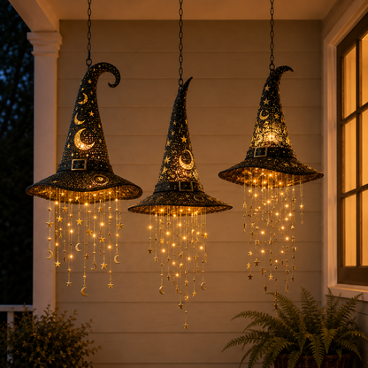Lighted Witch Hat Hanging Decor – Magical Halloween Porch & Window Light