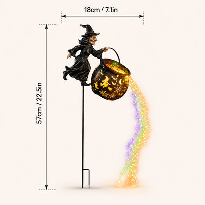 Halloween Witch Cauldron Garden Light