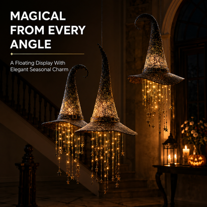 Lighted Witch Hat Hanging Decor – Magical Halloween Porch & Window Light