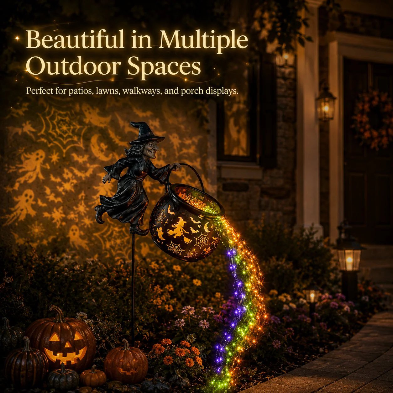Halloween Witch Cauldron Garden Light