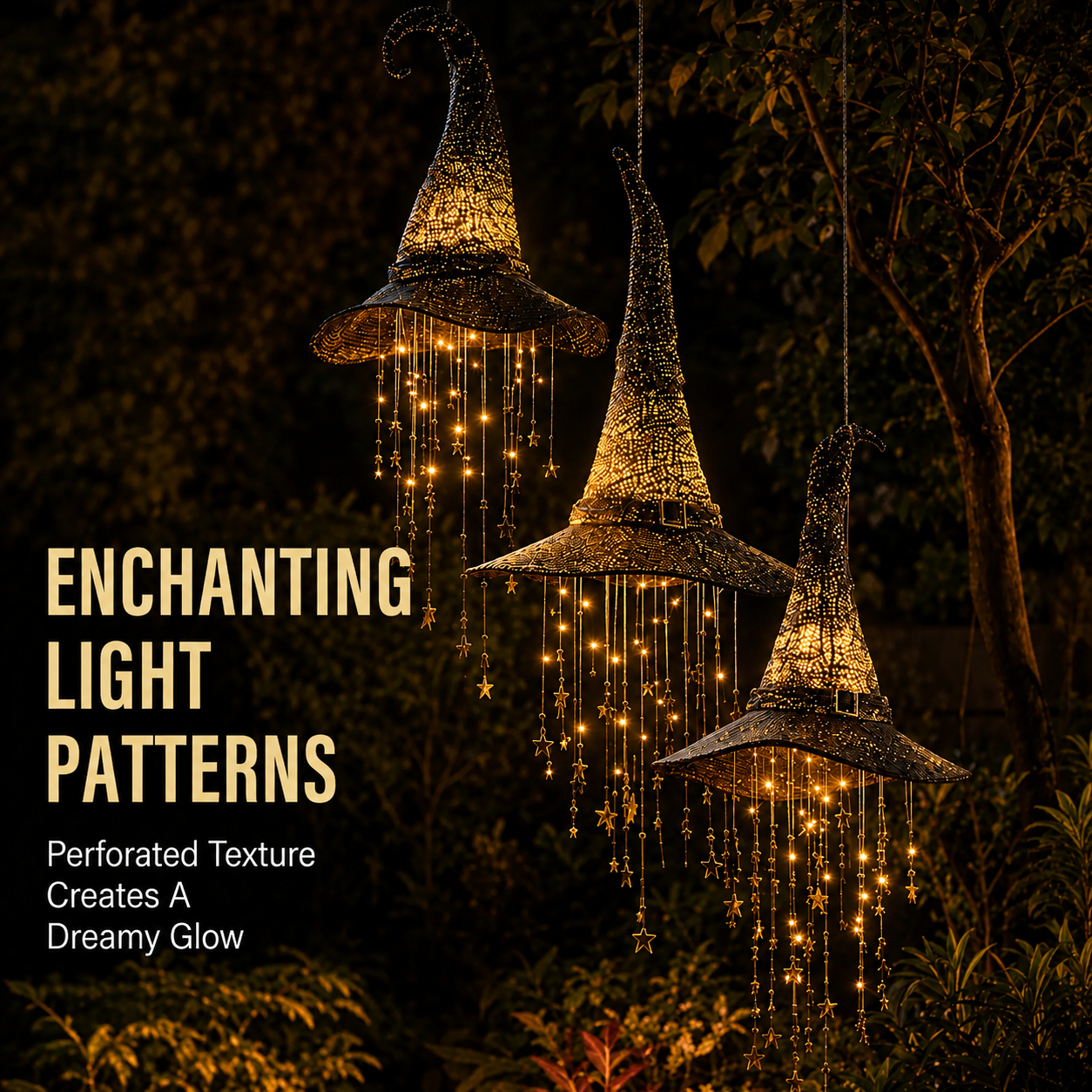 Lighted Witch Hat Hanging Decor – Magical Halloween Porch & Window Light