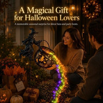 Halloween Witch Cauldron Garden Light