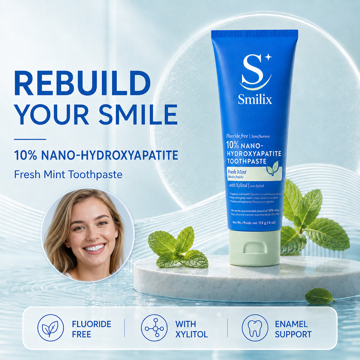 Fluoride Free Nano Hydroxyapatite Toothpaste with Fresh Mint