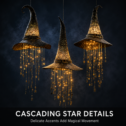 Lighted Witch Hat Hanging Decor – Magical Halloween Porch & Window Light