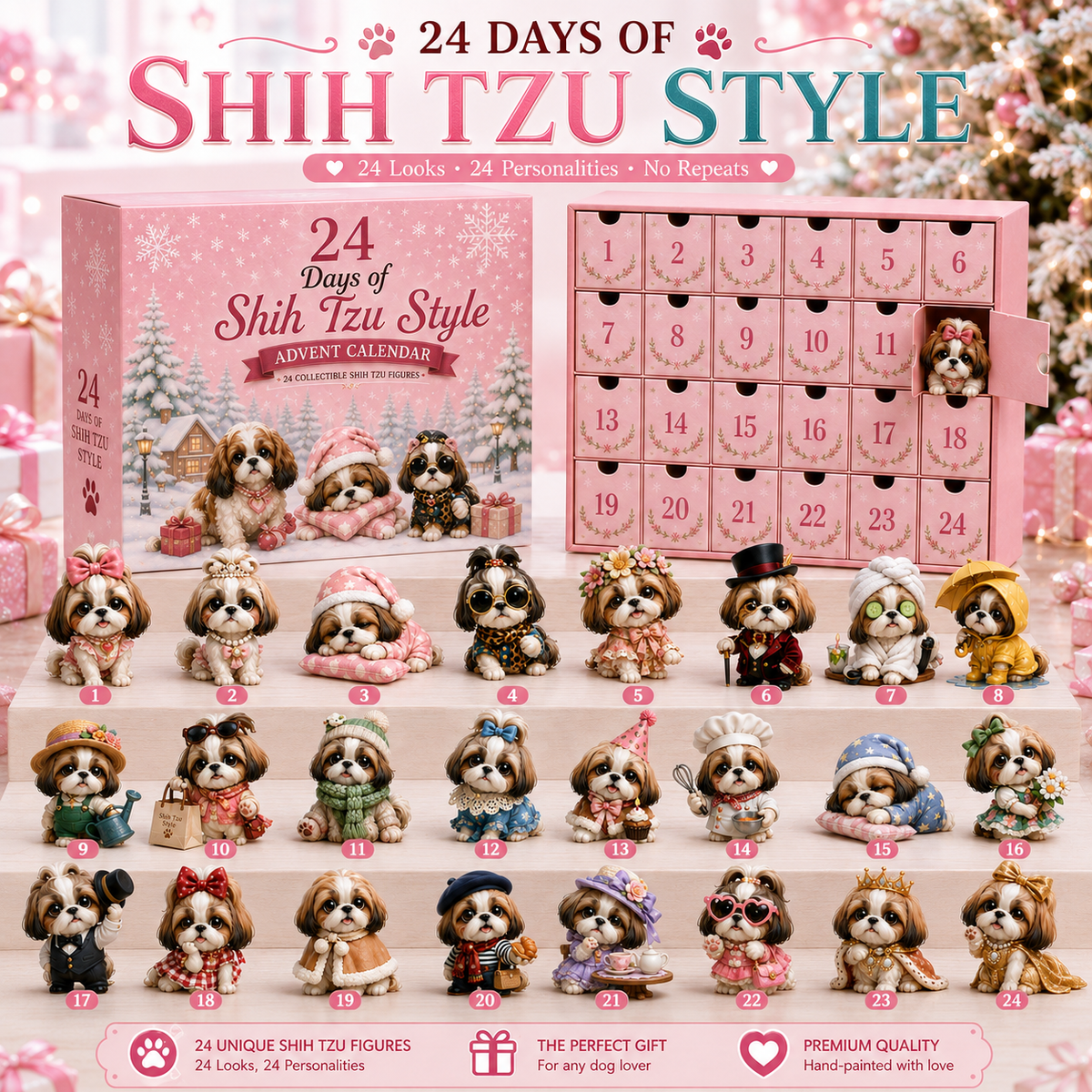 ⏰Limited Stock 49% OFF - 🎀24 Days of Shih Tzu Style Advent Calendar – 24 Unique Shih Tzu Collectibles ✨🐾