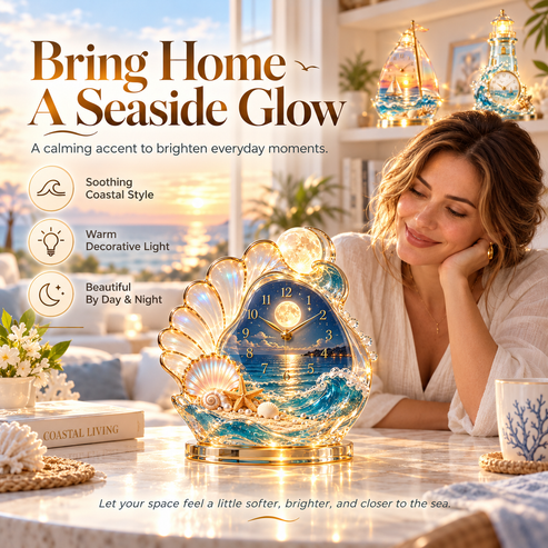 🌊 Coastal Glow Crystal Clock Collection — Bring the Beauty of the Sea Home ✨