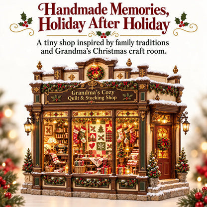 🧵 Grandma’s Cozy Quilt Shop DIY Kit 🎄 | Light-Up Christmas Miniature | Build Your Own Holiday Tradition