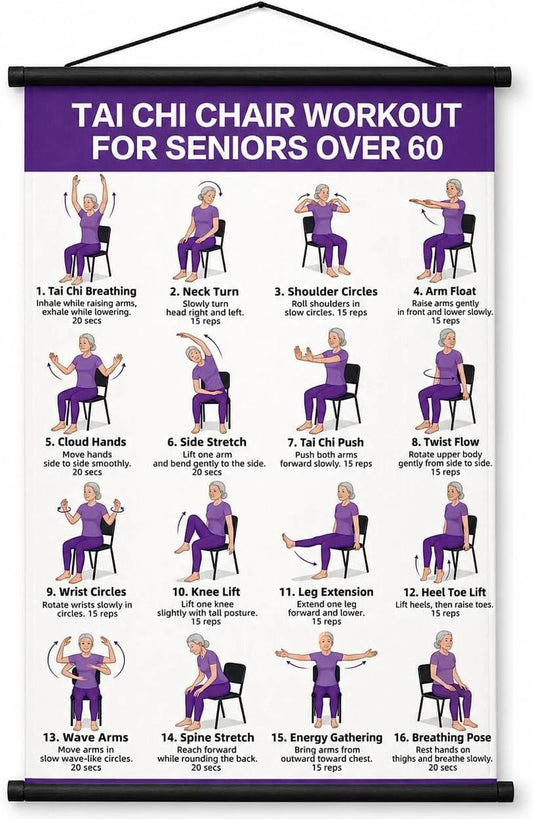 🔥Tai Chi Chair Workout Chart for Seniors (16 x 24 inches)