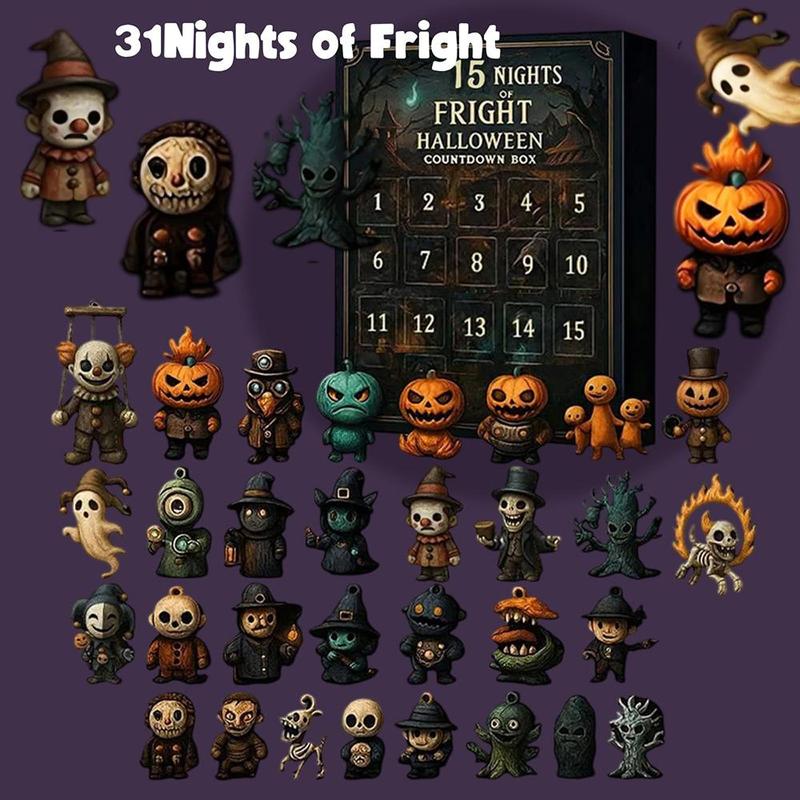 2026 Halloween Countdown Advent Calendar Gift Box - 31 Nights of Fright Blindbags Surprise Set, Scary Doll Collectible Minifigures