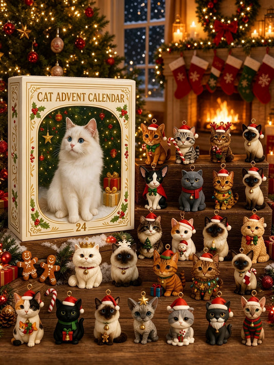 Advent Calendar 2026 Cat Advent Calendar Gift for Adults Friends Cat Owners and Lovers Christmas Holiday Countdown Gift 24 Designs Cats Charm Christmas Tree Ornament