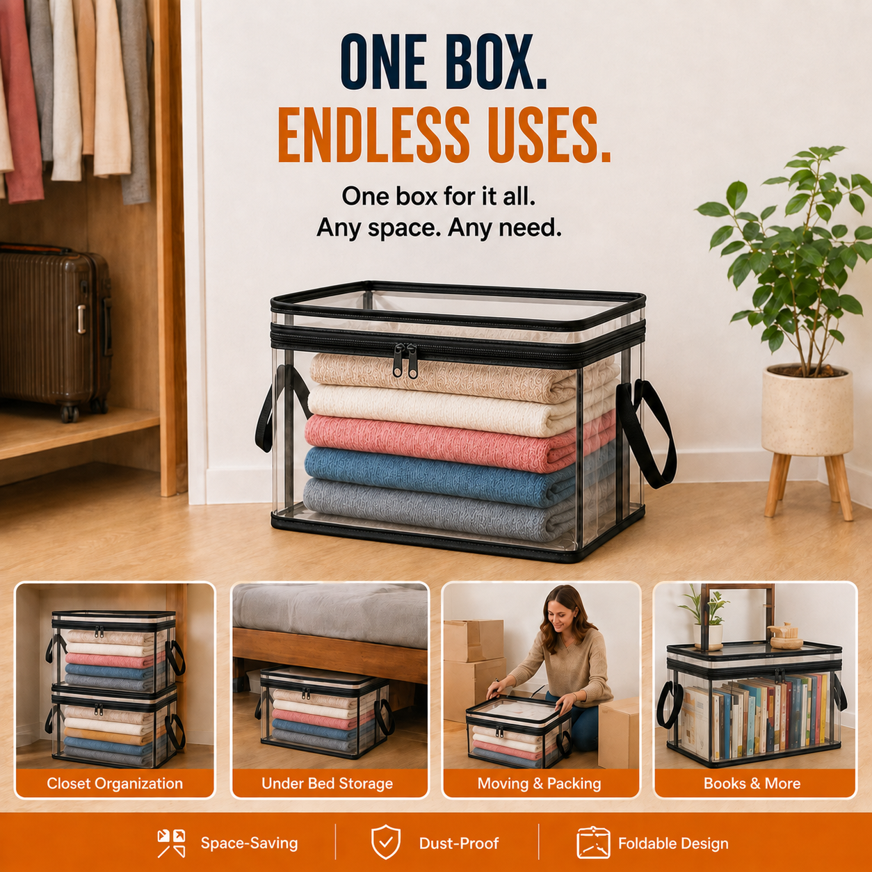 🔥Limited TimePromotion 49% OFF 📦Large Heavy-Duty Thick Plastic Clear Storage Bag for Clothes, Moving & Storage