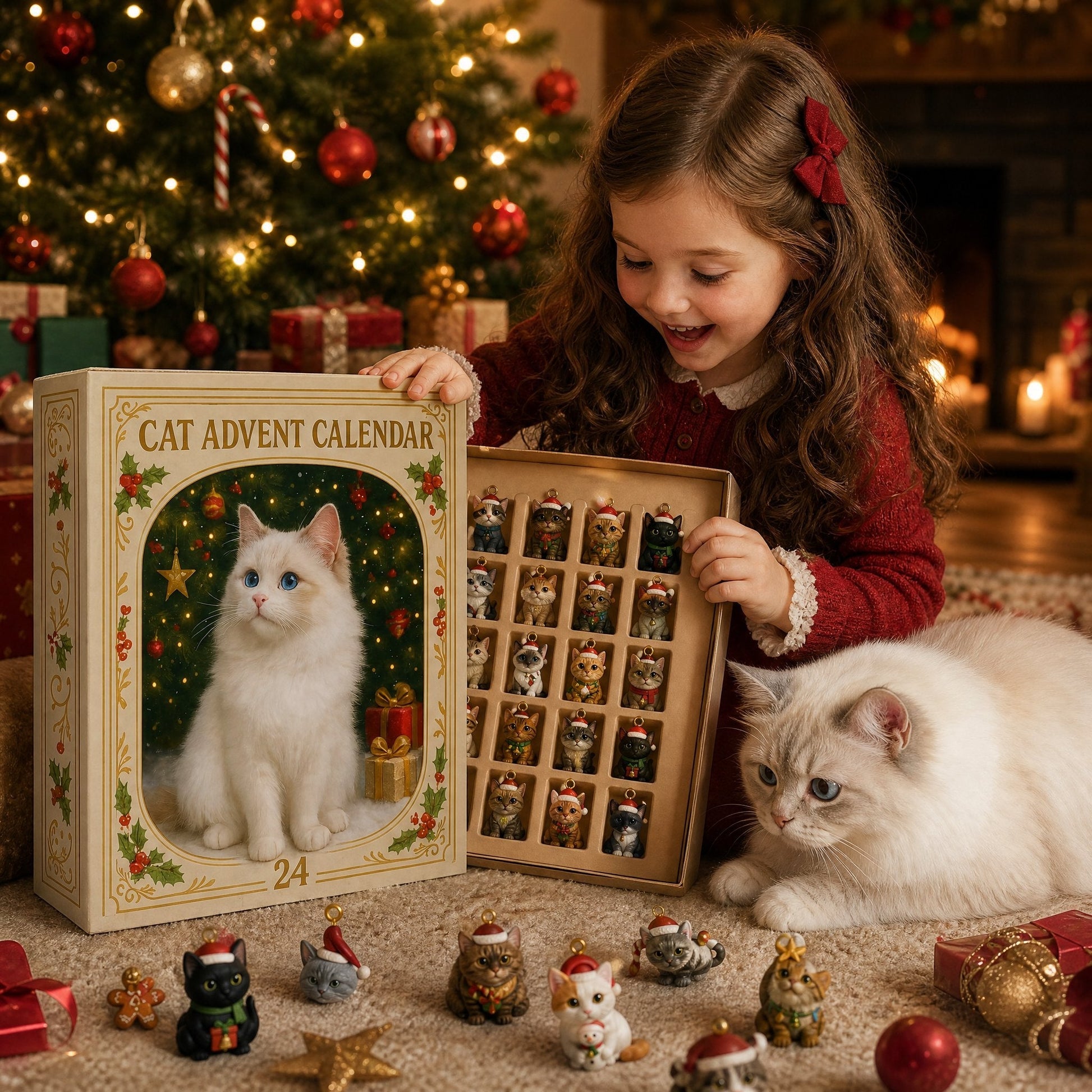 Advent Calendar 2026 Cat Advent Calendar Gift for Adults Friends Cat Owners and Lovers Christmas Holiday Countdown Gift 24 Designs Cats Charm Christmas Tree Ornament