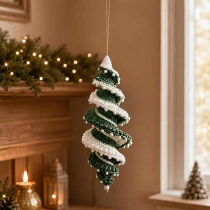 ☃️ Crochet Snowman Spiral Ornament DIY Kit | Complete Beginner-Friendly Set with Soft Yarn, Crochet Hook, Festive Beads, Snowflakes & Step-by-Step Guide 🧶🎄✨