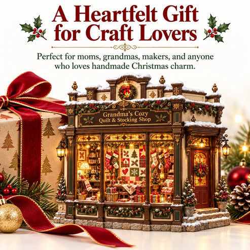 🧵 Grandma’s Cozy Quilt Shop DIY Kit 🎄 | Light-Up Christmas Miniature | Build Your Own Holiday Tradition