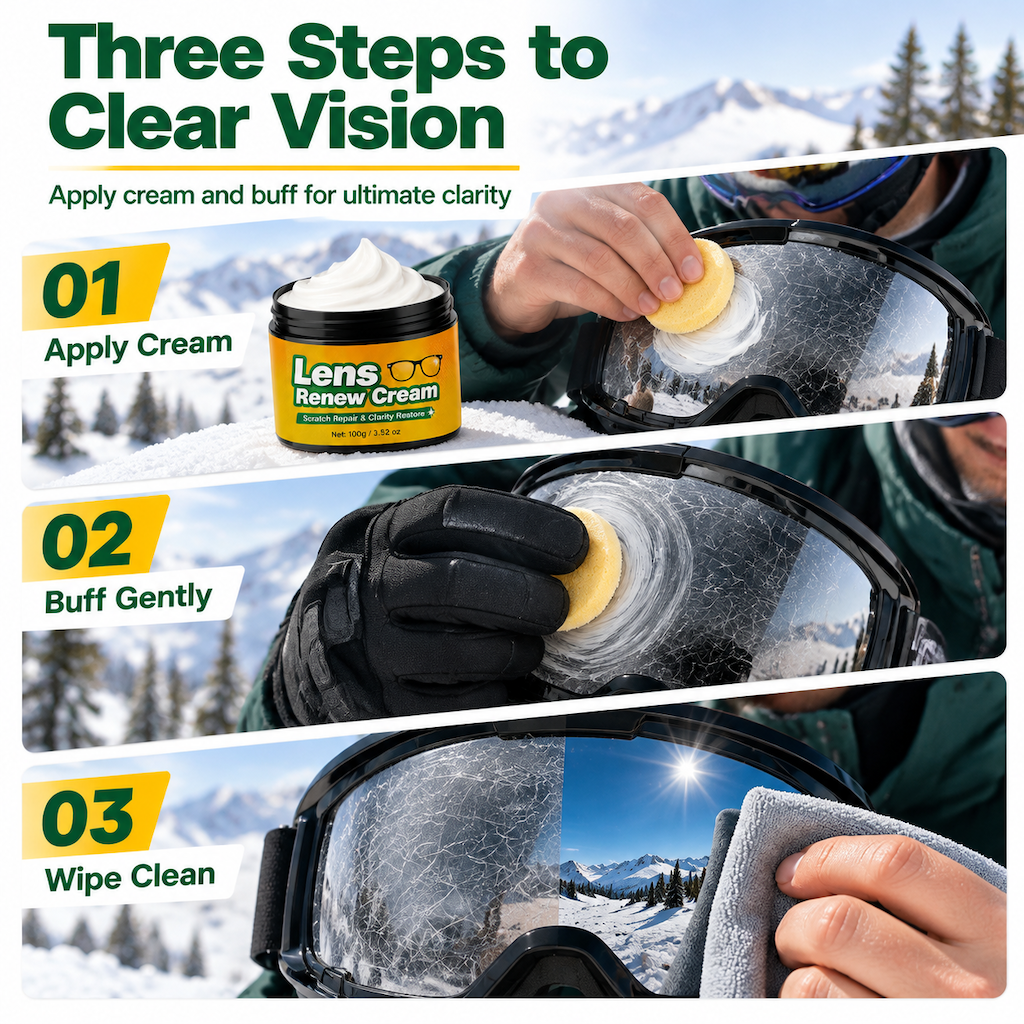 Lens Scratch Repair Cream Set with Sponge for Glasses Goggles Face Shields and Helmet Visors