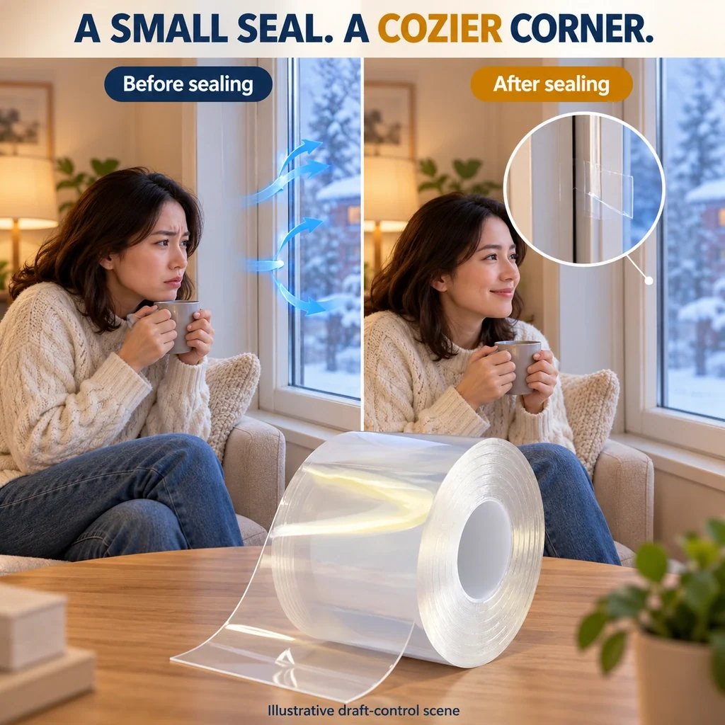 💨 Draft Stopper Clear Seal Tape – Keep Cold Air Out & Lower Energy Bills 🥶💡