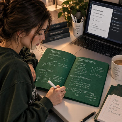 Deep Green Blank Notebook With White Gel Pen | Aesthetic Writing & Sketch Journal