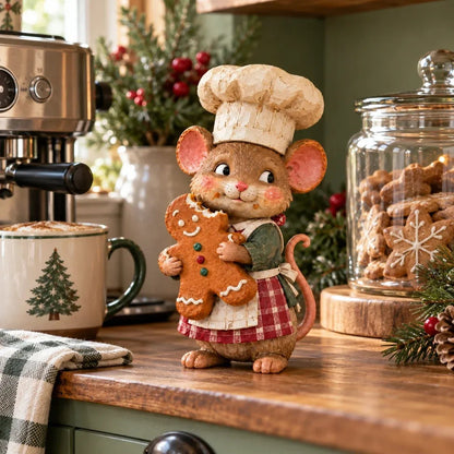 🍪 Gingerbread Mouse Baker — Whimsical Christmas Figurine🎁