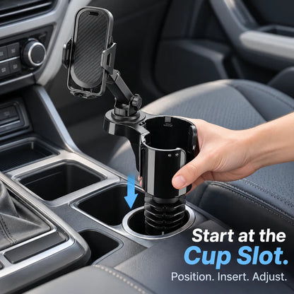 🚗 2-in-1 Car Cup Holder Expander with Adjustable Phone Mount – Handle-Friendly Tumbler Holder 📱🥤