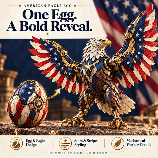 🔥last Day 49% Off🔥 -🦅 American Eagle Transforming Egg – Stars & Stripes Mechanical Figure With Bold Wing Details
