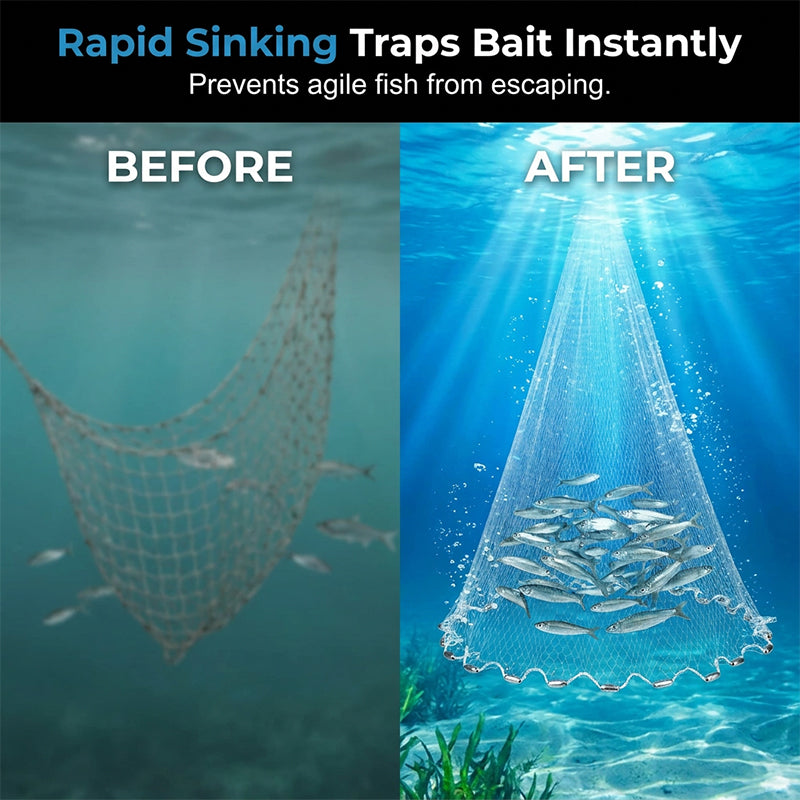 📢📢40% OFF !! ⏰ Easy-Throw Cast Net – Heavy-Duty Mesh, Rapid Sinking, Versatile 🌊