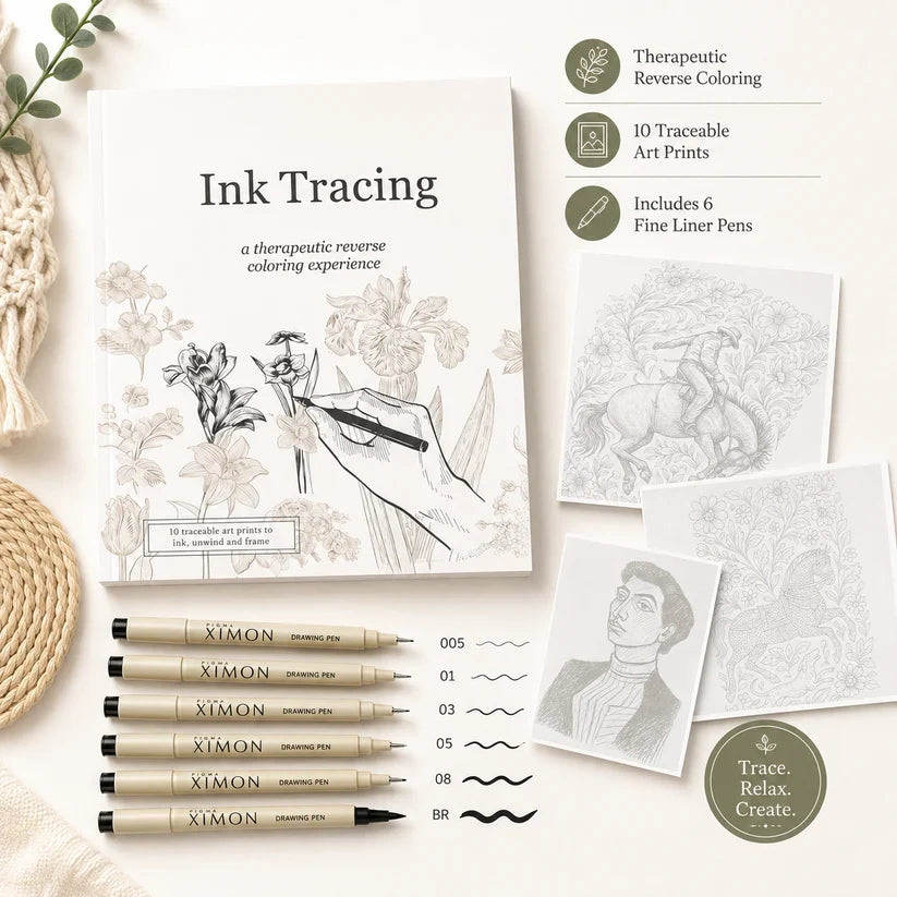 Beginner-Friendly💕Ink Tracing: A Therapeutic Reverse Coloring Experience📚(Deluxe Edition)