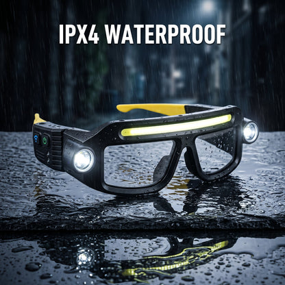 🔦 Rechargeable LED Headlamp Glasses – Hands-Free Lighting, Wave On/Off