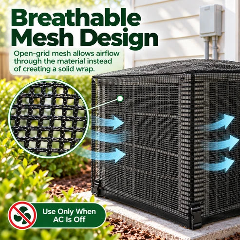 ❄️ Heavy-Duty Mesh AC Cover – All-Season Outdoor Protection