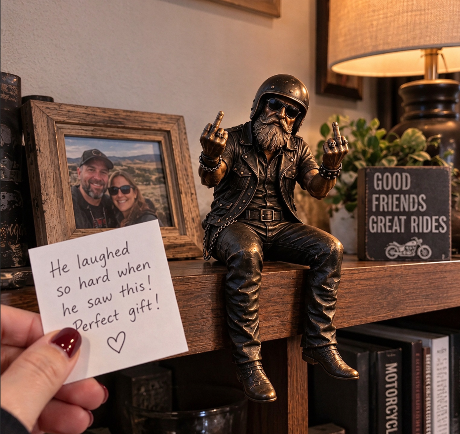 Old Biker Soul Shelf Sitter Collection – Rustic Motorcycle Rider Figurines for Men