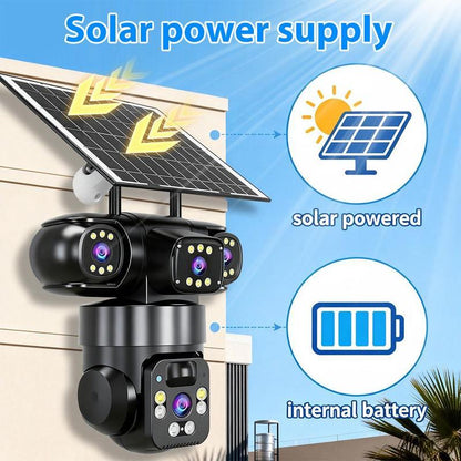 ⏳⏰6K 9MP Outdoor Wi-Fi Security Camera |  3 Lenses, 360° PTZ | IP66 Waterproof, Color Night Vision, Two-Way Audio, Motion Tracking