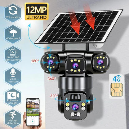 ⏳⏰6K 9MP Outdoor Wi-Fi Security Camera |  3 Lenses, 360° PTZ | IP66 Waterproof, Color Night Vision, Two-Way Audio, Motion Tracking